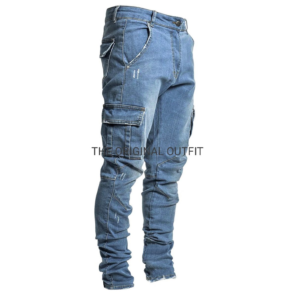 Celana Cargo Outfir Origina Premium Quality Denim Cargo Panjang Pria Skiny Slimfit Cowok