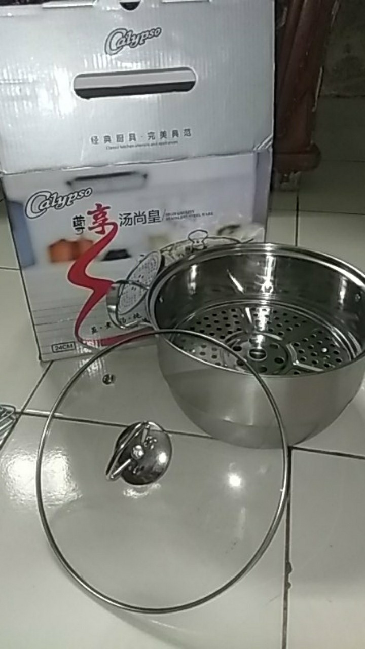 Panci Steamer Kukusan Soup Pot Stainless Steel 28 Cm & 24cm