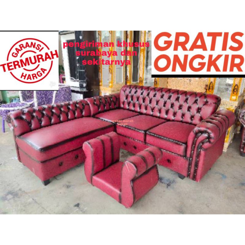 (PROMO) Sofa L putus/ Sofa Murah/ Sofa Minimalis/ Sofa L Putus Kancing