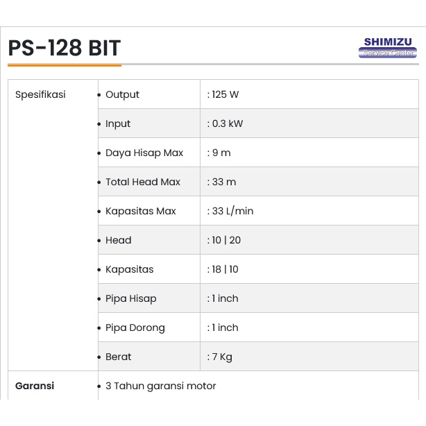 POMPA AIR SHIMIZU PS 128 BIT ALAT PENYEDOT AIR WATER PUMP