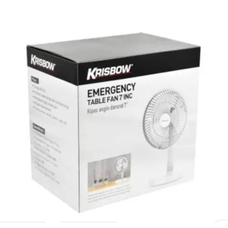 krisbow emergency table fan kipas angin darurat emergency charger 7 inc