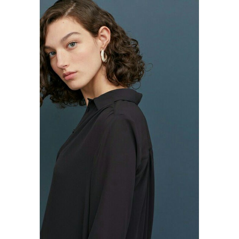 Kemeja Wanita H&amp;M Black Kemeja Hitam Wanita Kemeja Kerja Wanita Original Branded