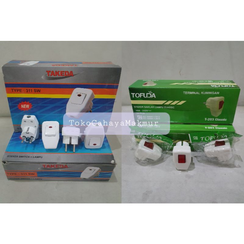 Steker Saklar Lampu Indikator Takeda&amp;Tofuda Terminal Kuningan/Plug SNI