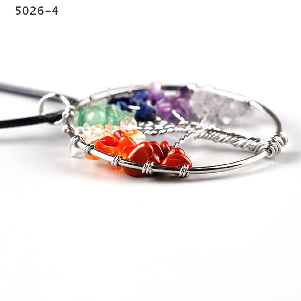 5026-4 Hot Life Tree Pendant Necklace Natural Crystal Quartz Gemstone 7 Chakra Healing 5026-4