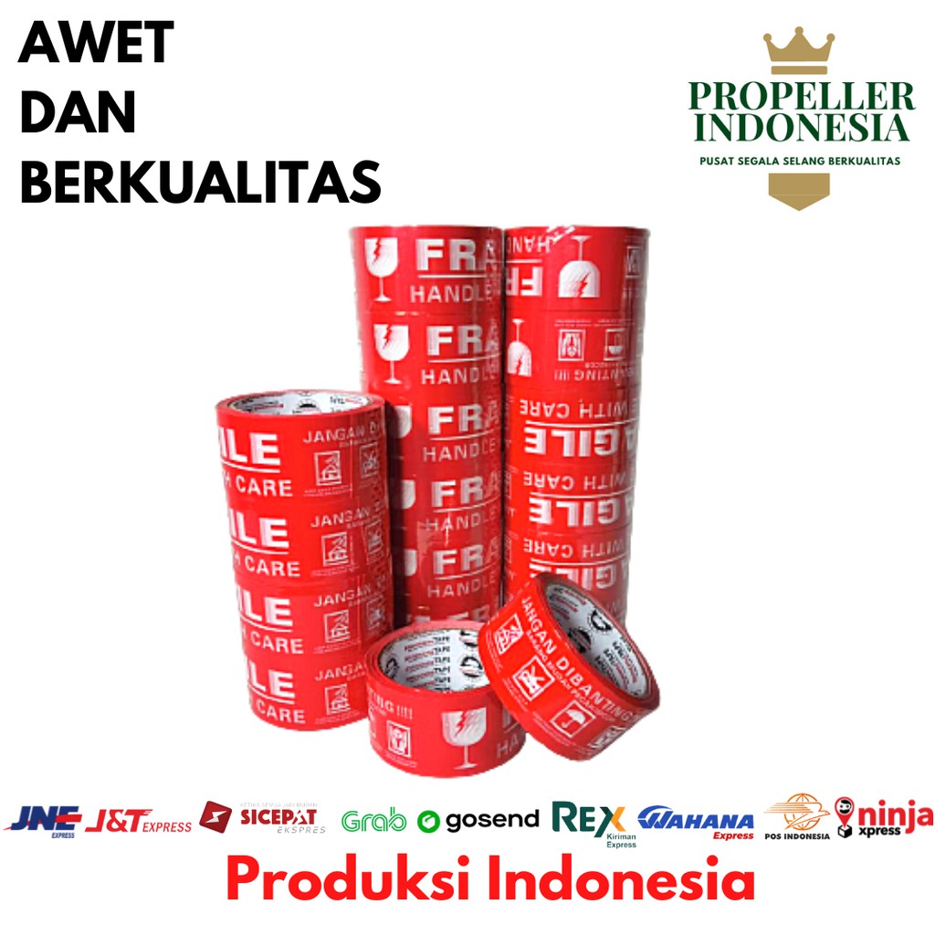 Lakban Fragile RHINOCEROS Tape Selotip Isolasi Fragile 48MMx50YARD