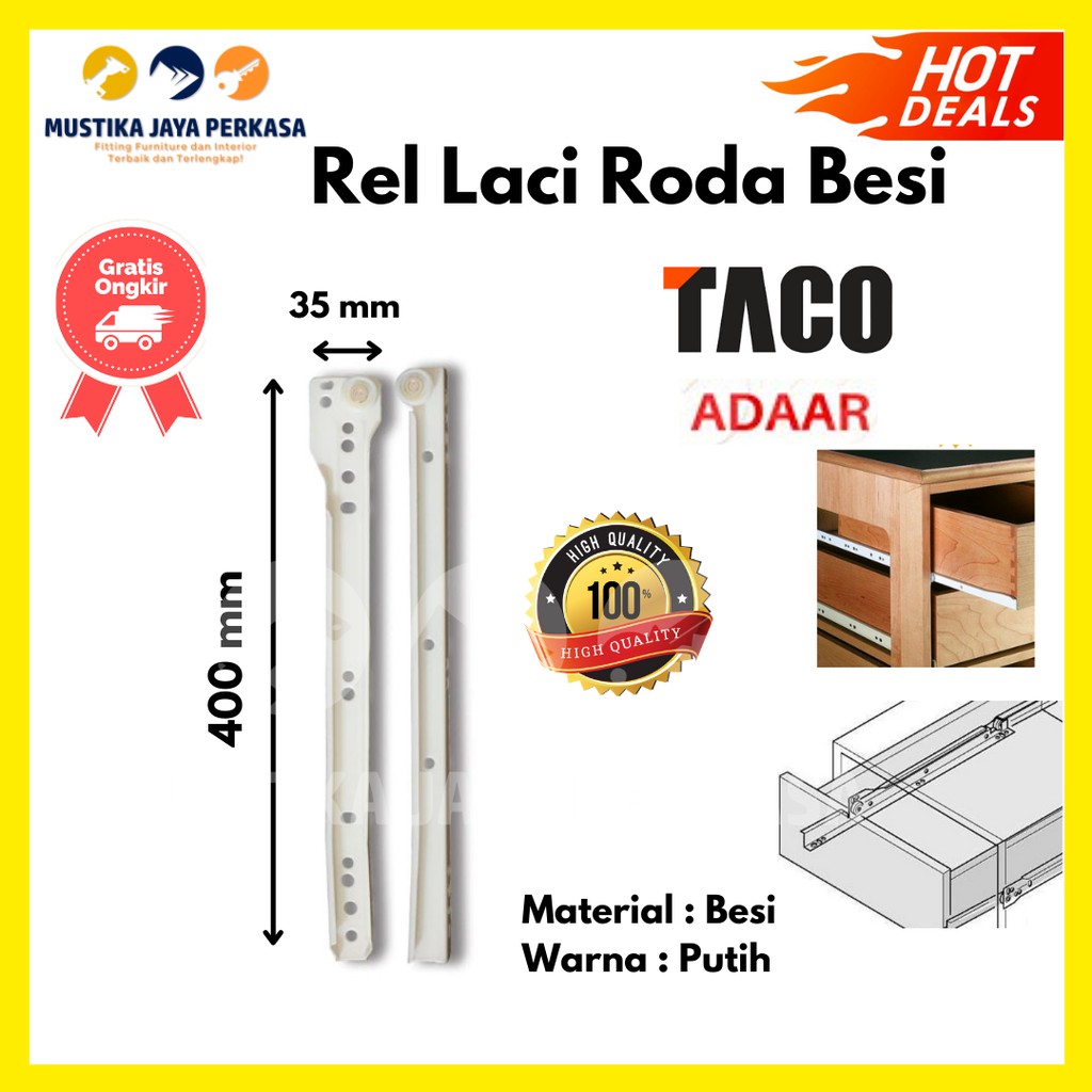 Rel Laci Roda Putih Hitam Huben Lenaga Elco Taco Bukan Double Track - 25 30 35 40 45 50 55 60