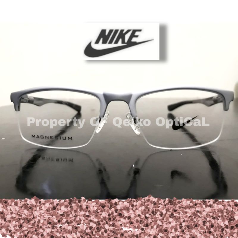 Kacamata Frame Pria Titanium Carbon Half Sporty Nike C8-S52 Matte Silver