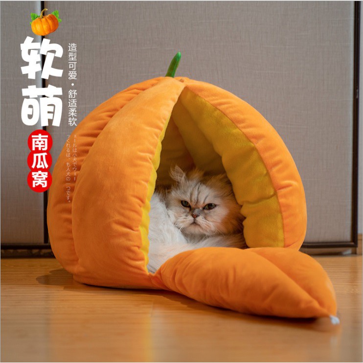 Size Besar - Pumpkin Cat Nest Sarang Kucing Labu Tempat Tidur Binatang Rumah Kucing