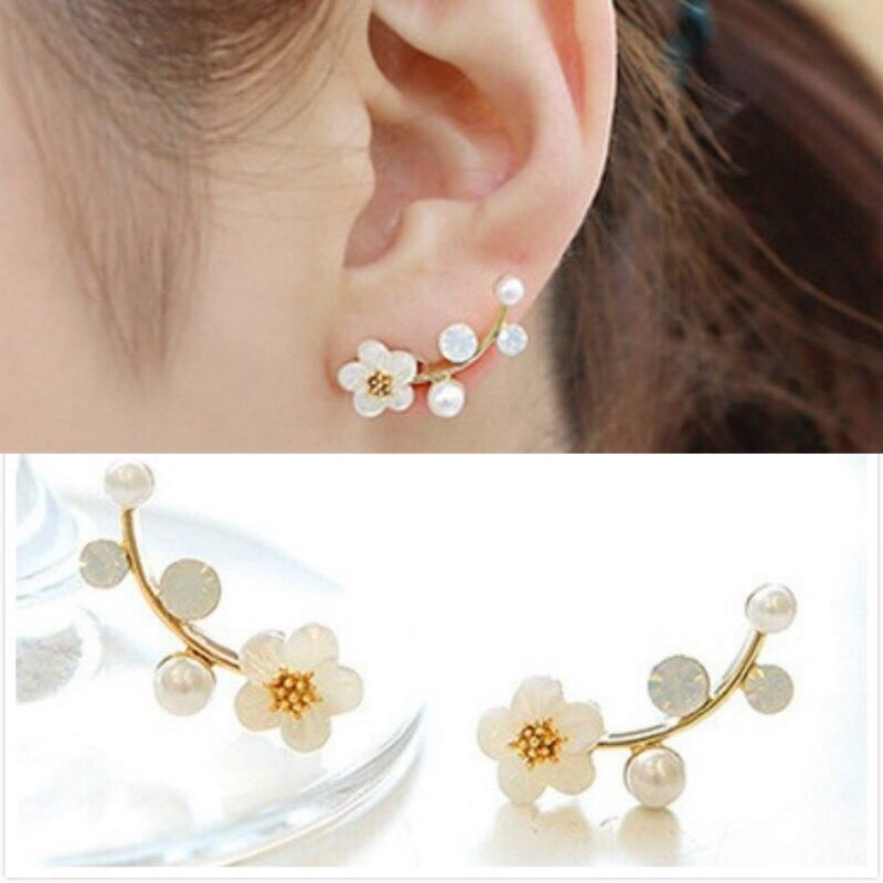 Anting Tusuk Gantung Desain Bunga Aster Hias Kristal Gaya Koreasimple Untuk Wanita