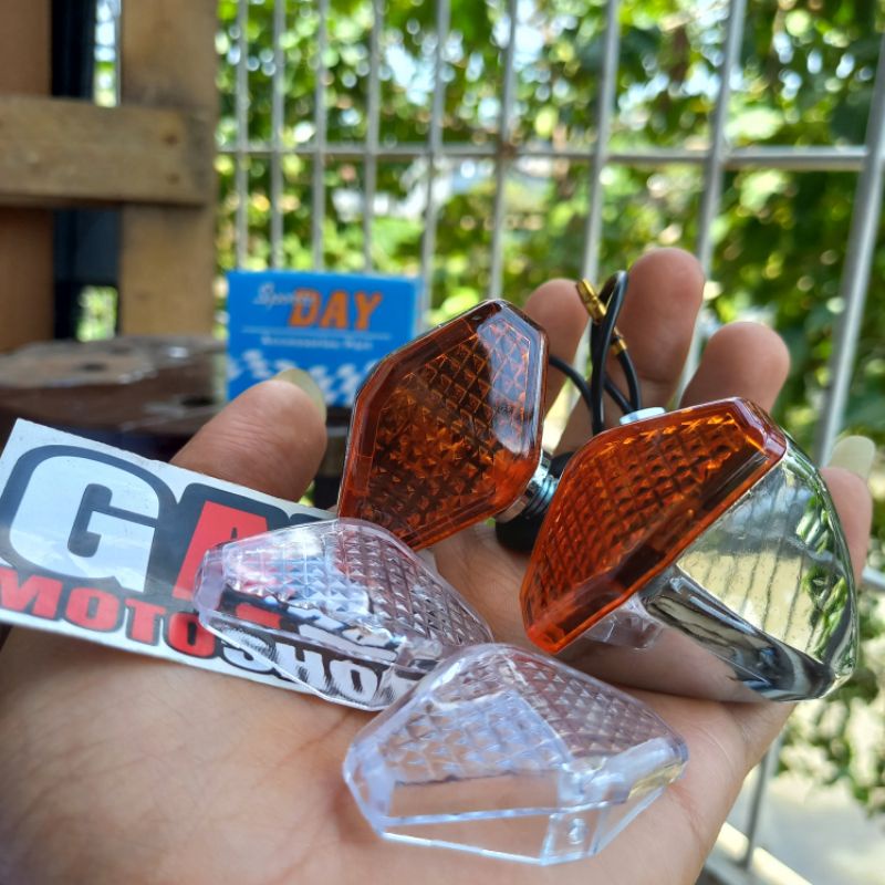Reting Diamond Besi Double Kaca Import Lampu Sein Reteng CB GL Tiger Megapro