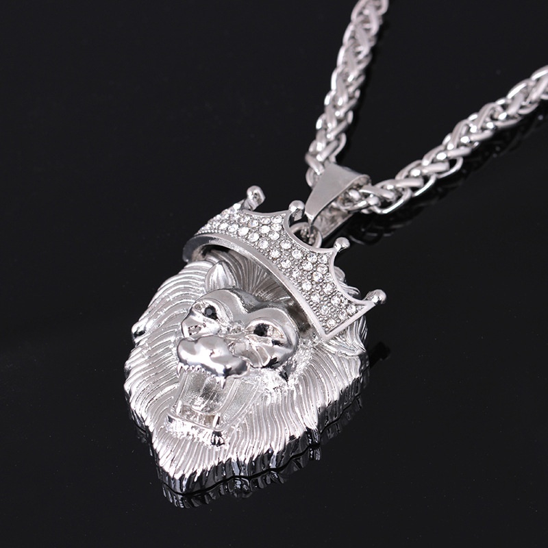 Fashion Pria Titanium Steel Lion Head Pendant Kalung