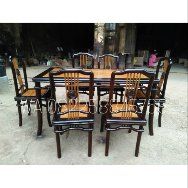 Meja Makan Kayu Jati Kursi 6, Meja Kursi Makan Mewah Harga Murah Kayu Jati Ukir Jepara