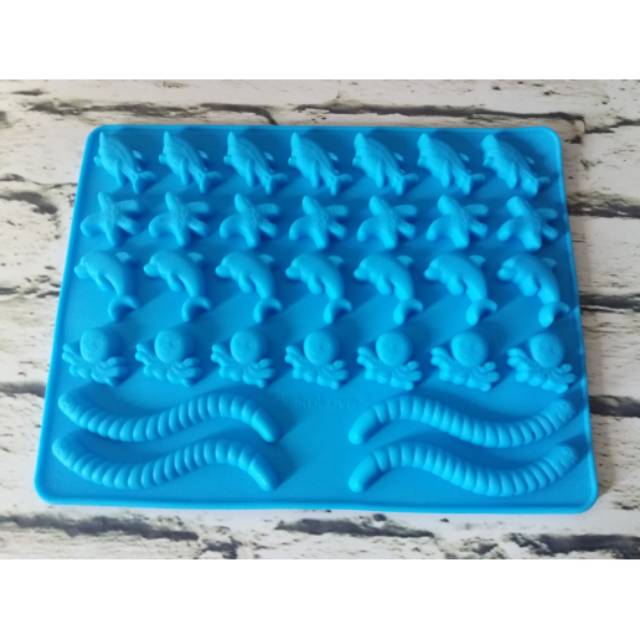 Cetakan Coklat Puding Silikon Binatang Laut Cumi-cumi Ikan Lumba-lumba Bintang Laut