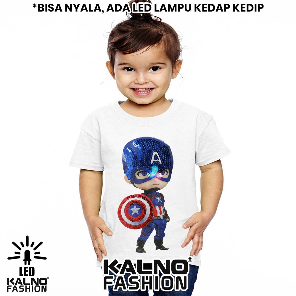 kaos baju anak CA 1 LED umur 1 - 7 tahun bisa nyala - random karakter CAPTAIN KAOS LED  KAOS NYALA