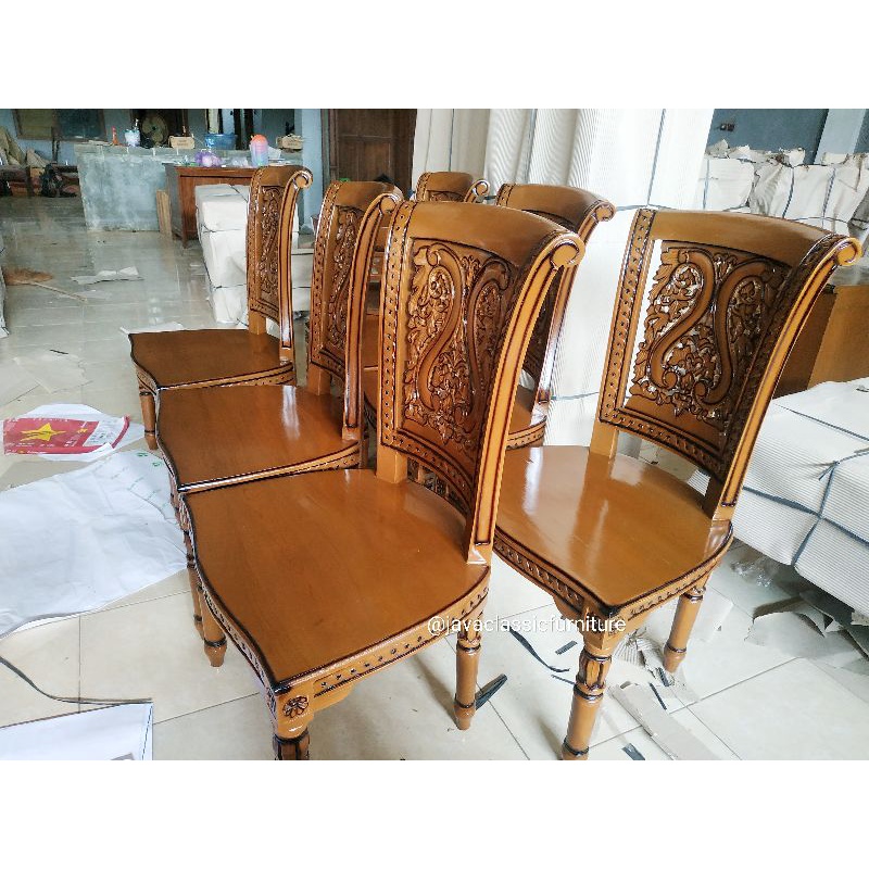 KURSI MAKAN SALINA,KURSI MAKAN UKIR,KURSI JATI-1