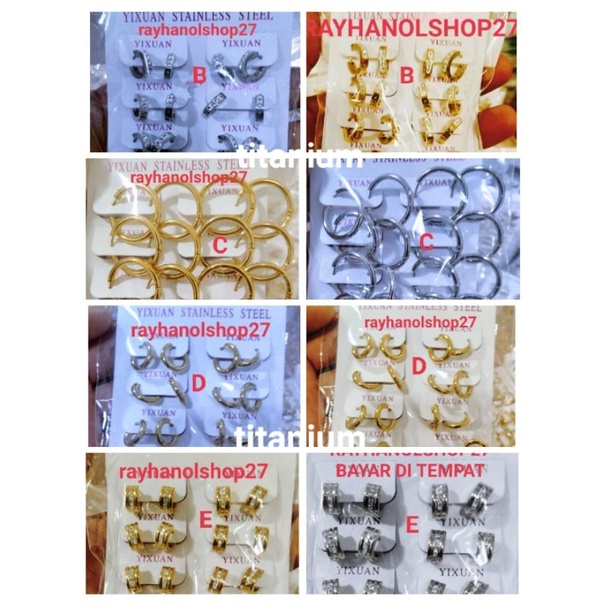 Anting Titanium anti pudar,buat wanita dewasa dan anak-anak motif pilihan