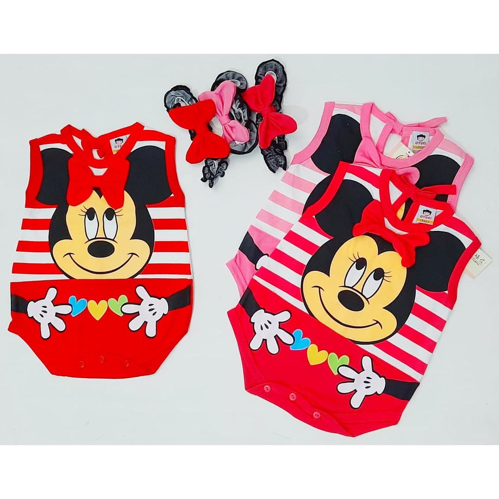 jumper bayi karakter + topi/bando MINNIE