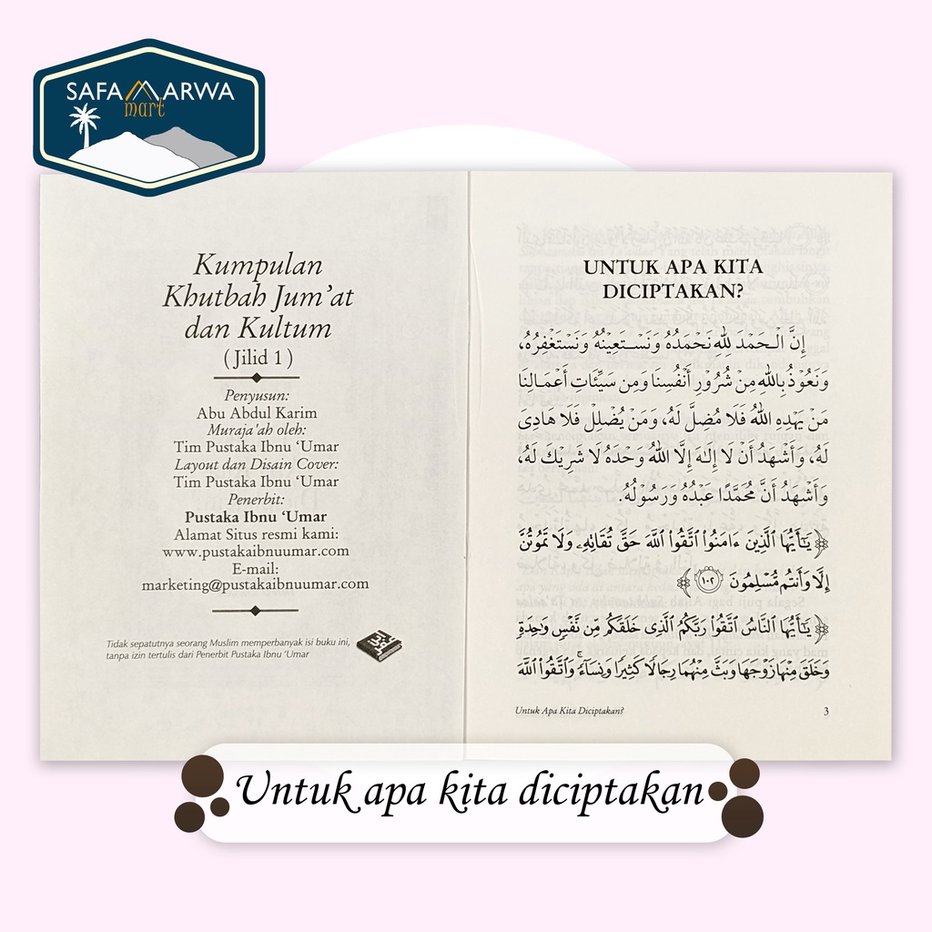 BUKU KUMPULAN KHUTBAH JUM'AT & KULTUM BERDASARKAN AL-QURAN DAN AS-SUNNAH JILID 1-2