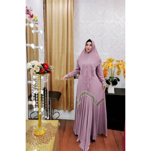 Khazanah Series Ori by Fatimah Syar’i / Gamis Pesta Mewah / Gamis Set Syar’i / Gamis Polos / Baju Syari Terbaru / Fashion Muslimah Branded-D