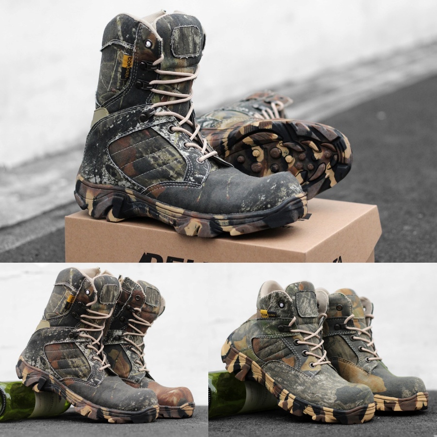 [ COD ] sepatu camo ninja safety sepatu ninja resleting samping safety ujung besi sepatu black force