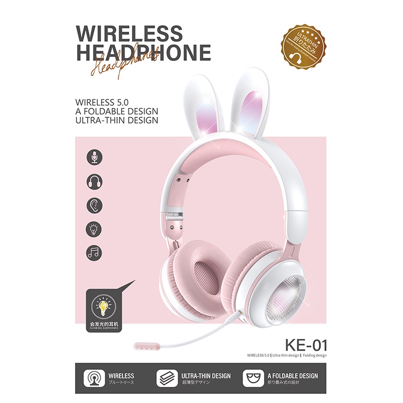 Gaming Bluetooth Headphone TWS Deep Bass Wireless Headphone with Built-in Mic Soft Earmuff RGB LED Lights FM Headset Music Stereo Headphones for PS5/ PS4/ PC