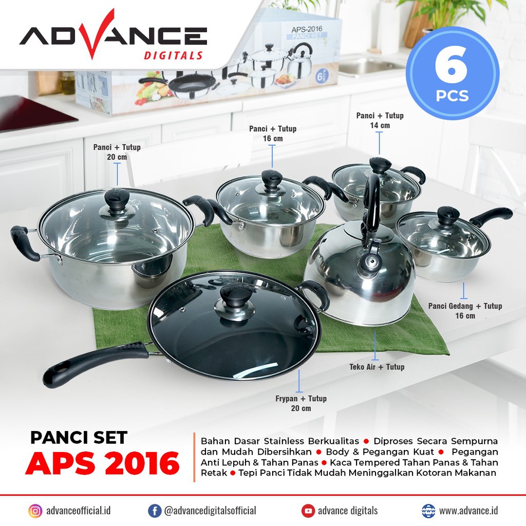 Panci Set Advance 6 Pcs APS 2016