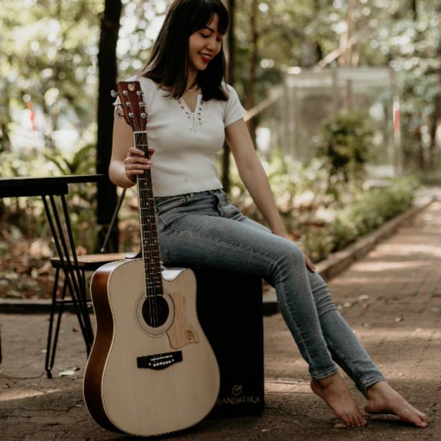 Gitar Akustik Mandalika L-02 Natural Original FULLSET Murah