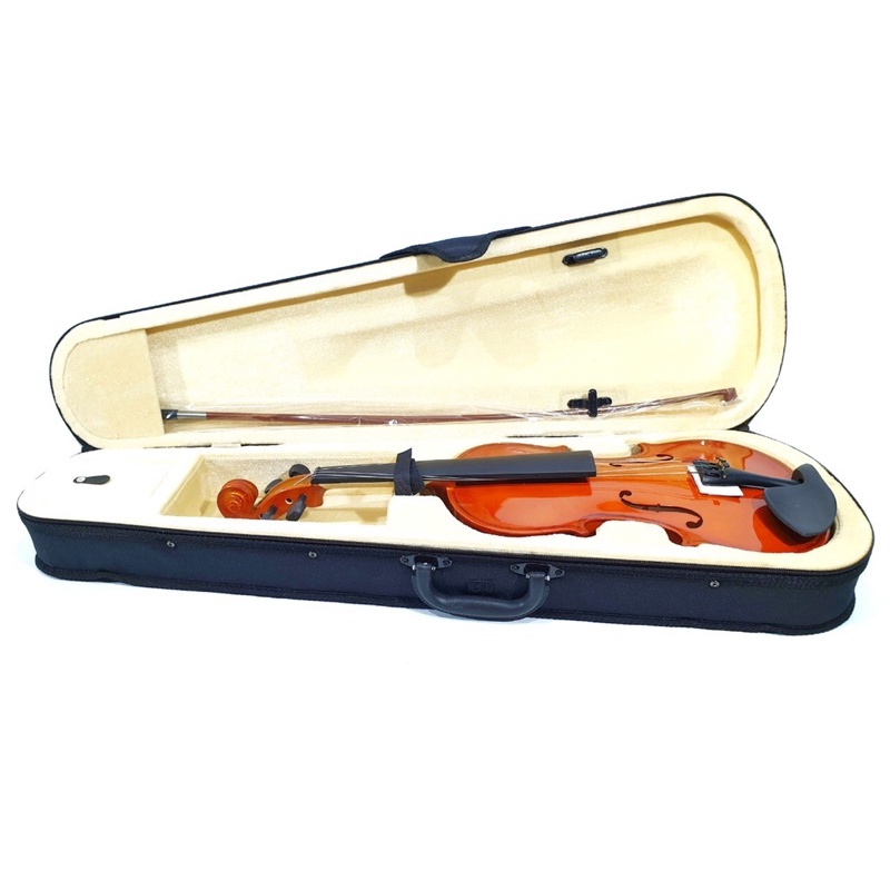 Biola Akustik Merk Aloha Original Ukuran 4/4 Bonus Hardcase Bow Rosin Bridge Buat Belajar Pemula