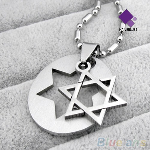 Kalung Rantai Manik-Manik Hexagram Bahan Stainless Steel Dapat Dilepas Untuk Unisex