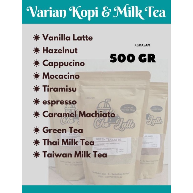 

ECOLATTE Cholatte Powder Bubuk Minuman Varian Kopi dan Milk Tea 500gr