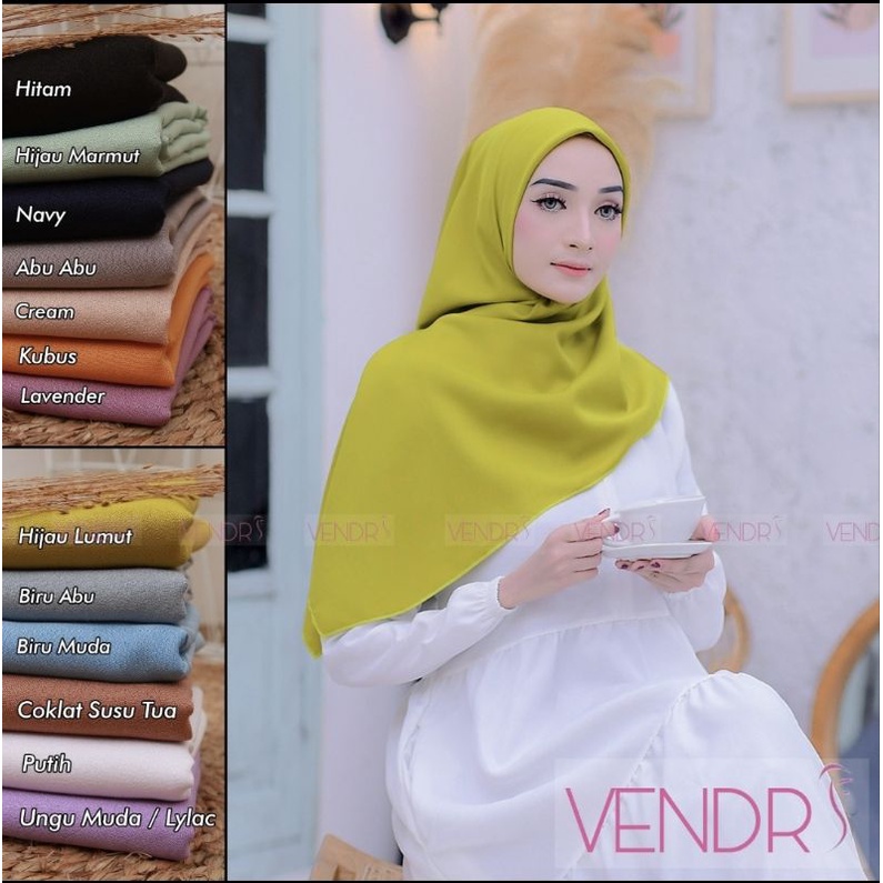 Jilbab kerudung hijab segi empat moscrepe premium-"hitam"