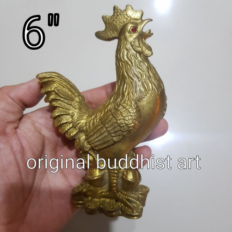 patung ayam jantan logam 6 inch