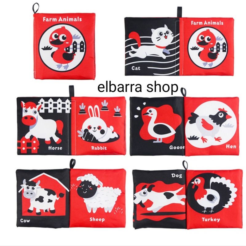 Mainan Edukasi Sensory Buku Kain Bayi Hitam Putih Merah Soft Cloth Book Black White Baby SoftBook Kontras Bunyi Kresek Plastik Kado Bayi Buku Bantal Soft Book High Contras Book Buku Kain Kontras Bayi Newborn Lembut