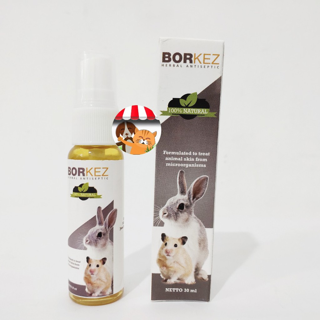 Borkez Herbal Antiseptic - Obat Scabies Luka Kelinci Hamster Spray 30ml