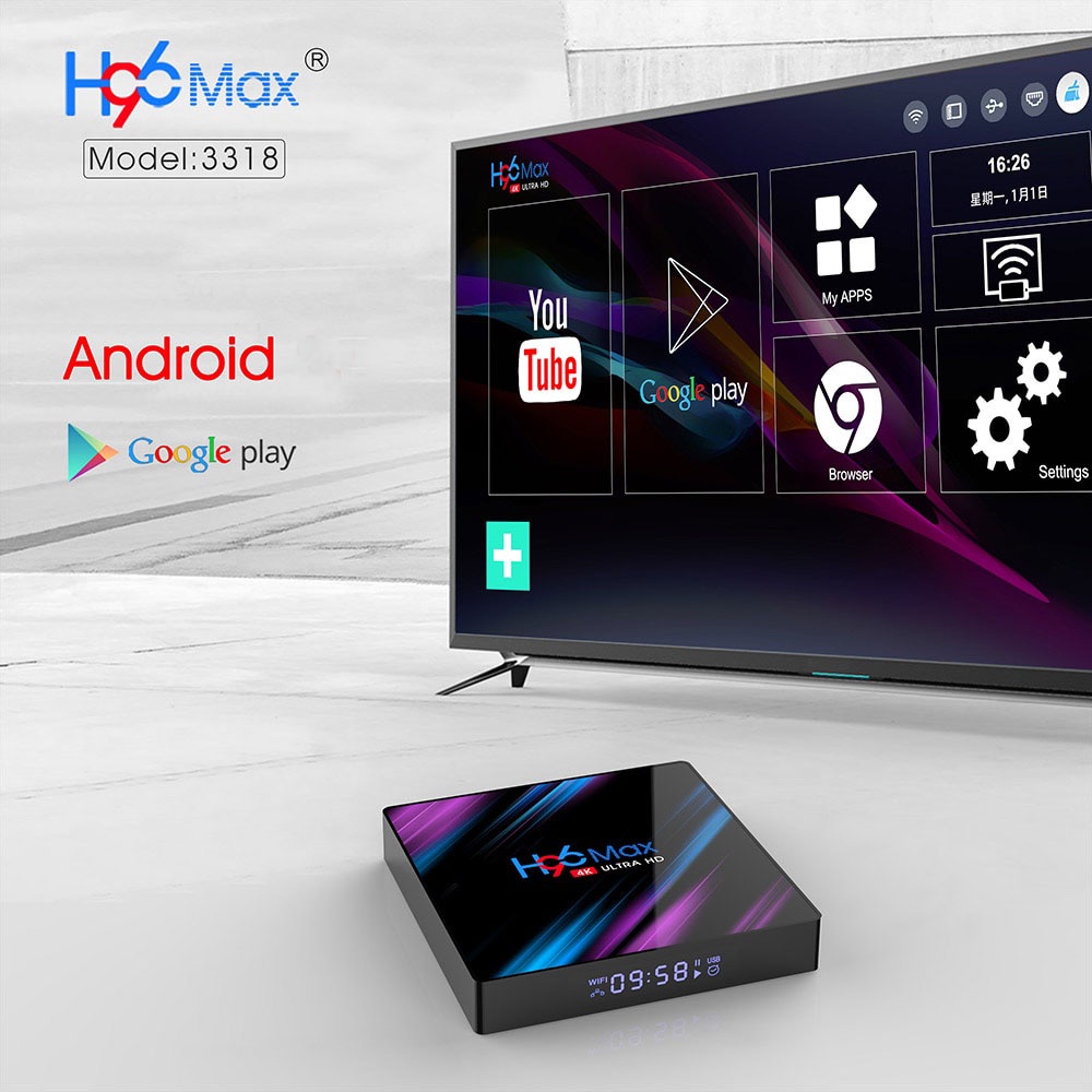 Smart TV Box 4K Android 10.0 4GB 32GB - H96 MAX - Vontar Mini