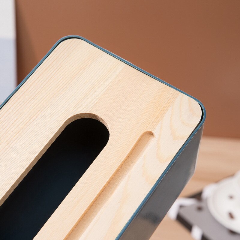 Tempat Kotak Tisu Kayu Wooden Tissue Box dengan Holder HP Handphone Stand Smartphone