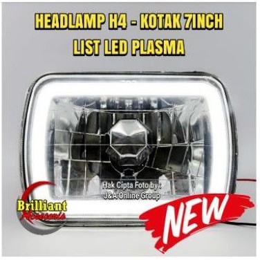 Head Lamp Kotak 7inch for H4 - List LED - Harga Set 2pc