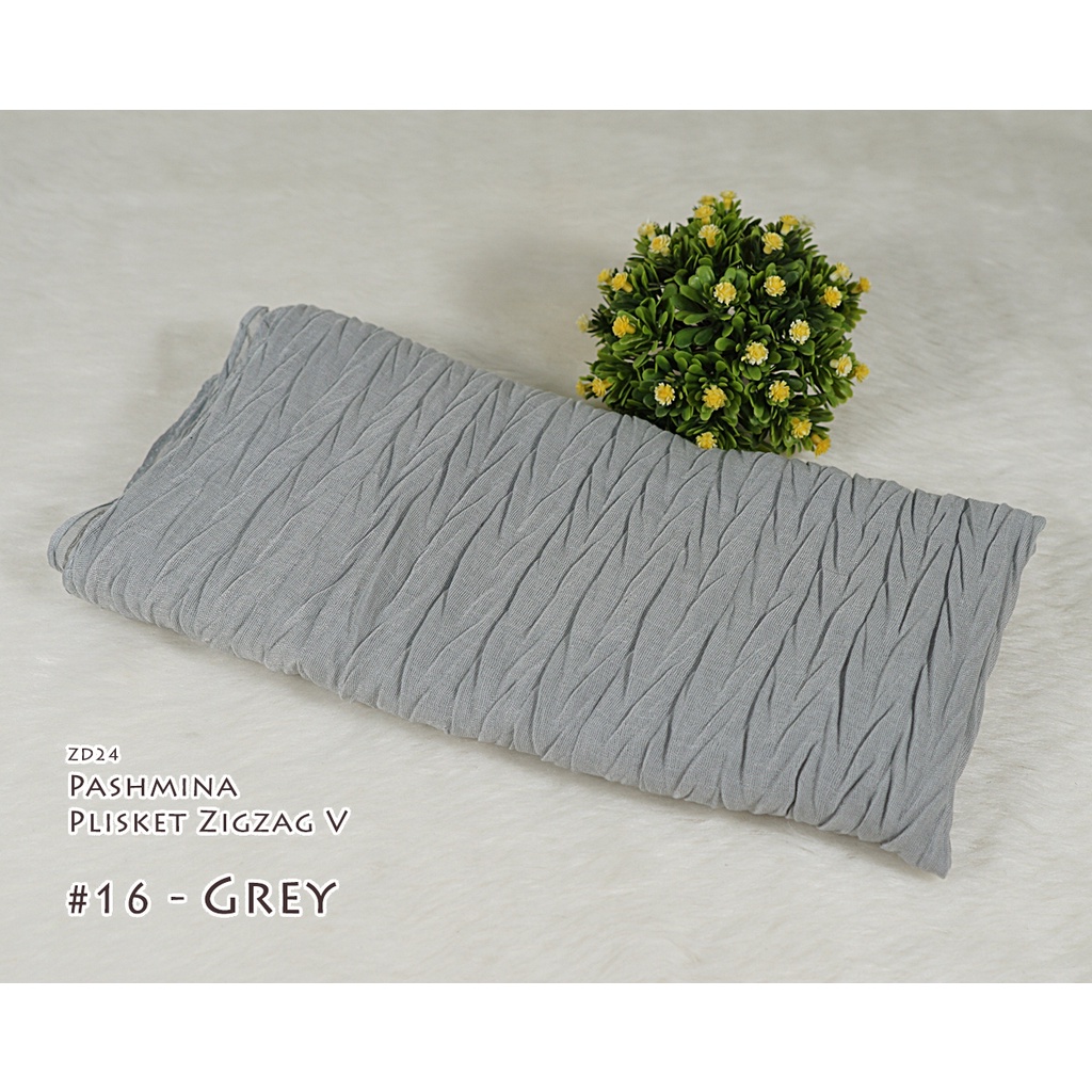 Plisket Model V / Zigzag - Pleated Shawl / Pashmina HAZEL by Luulu Scarf-#16 - Grey