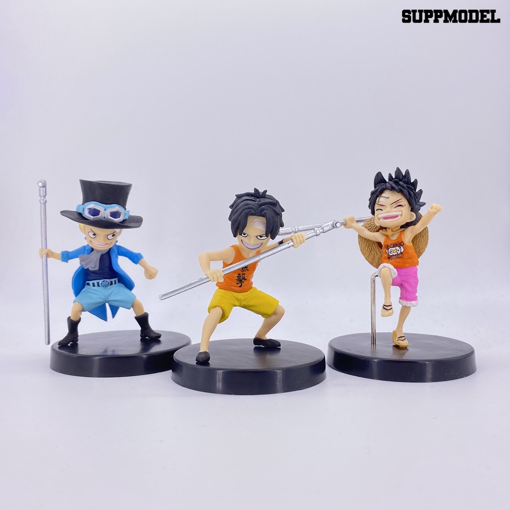 3pcs Action Figure model Anime One Piece Luffy Untuk Dekorasi