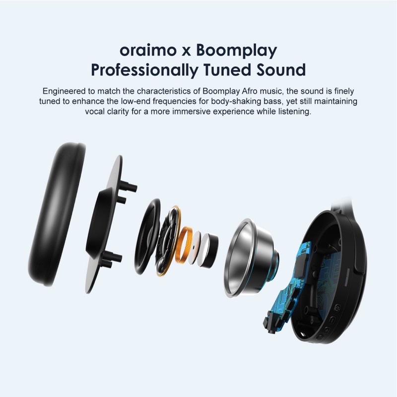 Oraimo OEB-H89D BoomPop Wireless Bluetooth Headphone Booming Bass - Garansi 1 Tahun