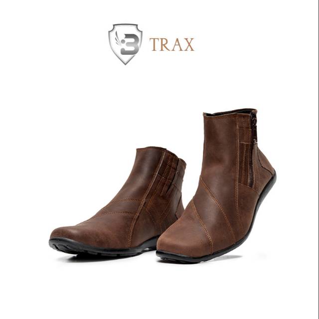 COD Sepatu kulit boot coklat merk barok id model trax