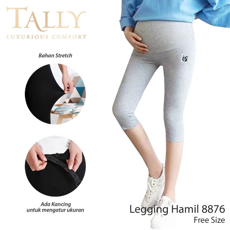 Legging Hamil Premium 7/8 Celana Panjang Wanita Hamil Bahan Lembut Dilengkapi Kancing Pinggang Soft 8876