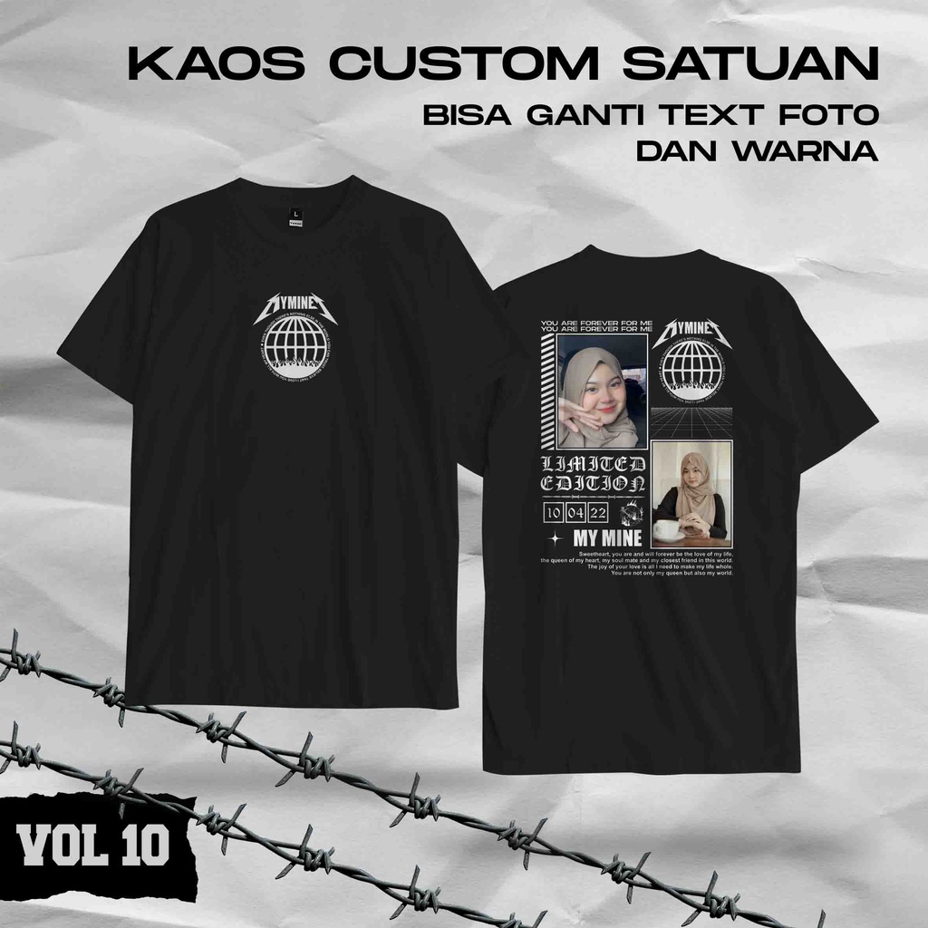 Kaos Tshirt Baju Sablon Custom Satuan Bijian Bisa Ganti Pakai Foto Nama Logo Kata Kata Gambar Tulisa