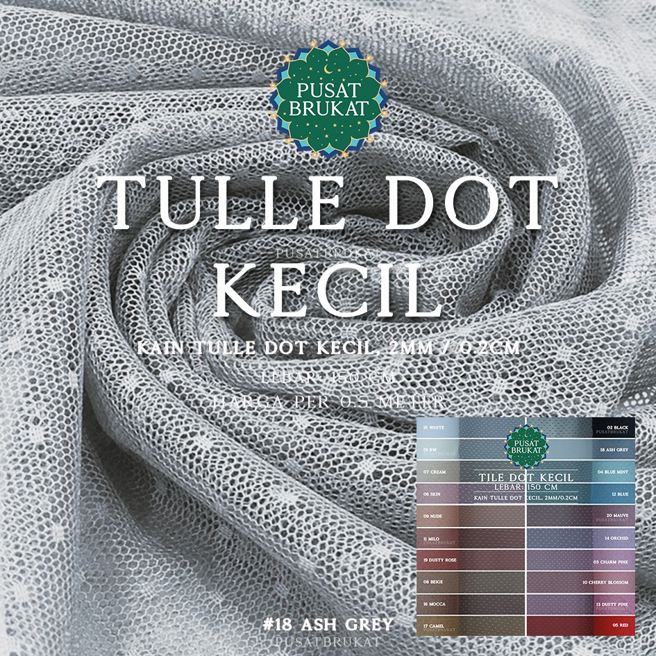 KAIN TILE DOT KECIL #1 - TULLE POLKADOT, Ø 0.2CM / 2MM, Lebar: 150cm [harga per 0.5m]