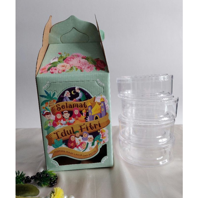 

box dus hampers dus toples lebaran Idulfitri 4 toples (toples 250g)