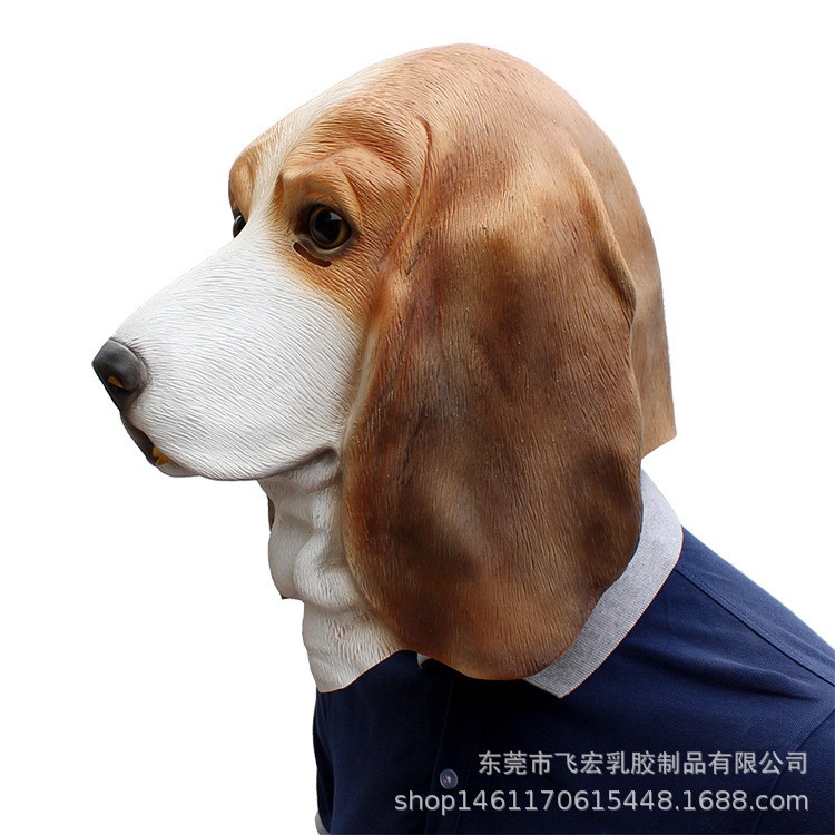 TOL-22 topeng latex beagle puppies puppy anjing dog head mainan prank halloween