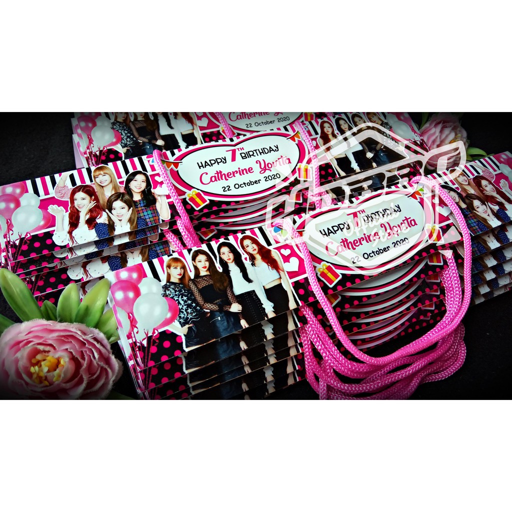 25x4 cm - Goodie Bag Plastik Ulang Tahun - Label Tas Snack Jajan Ultah Custom-5
