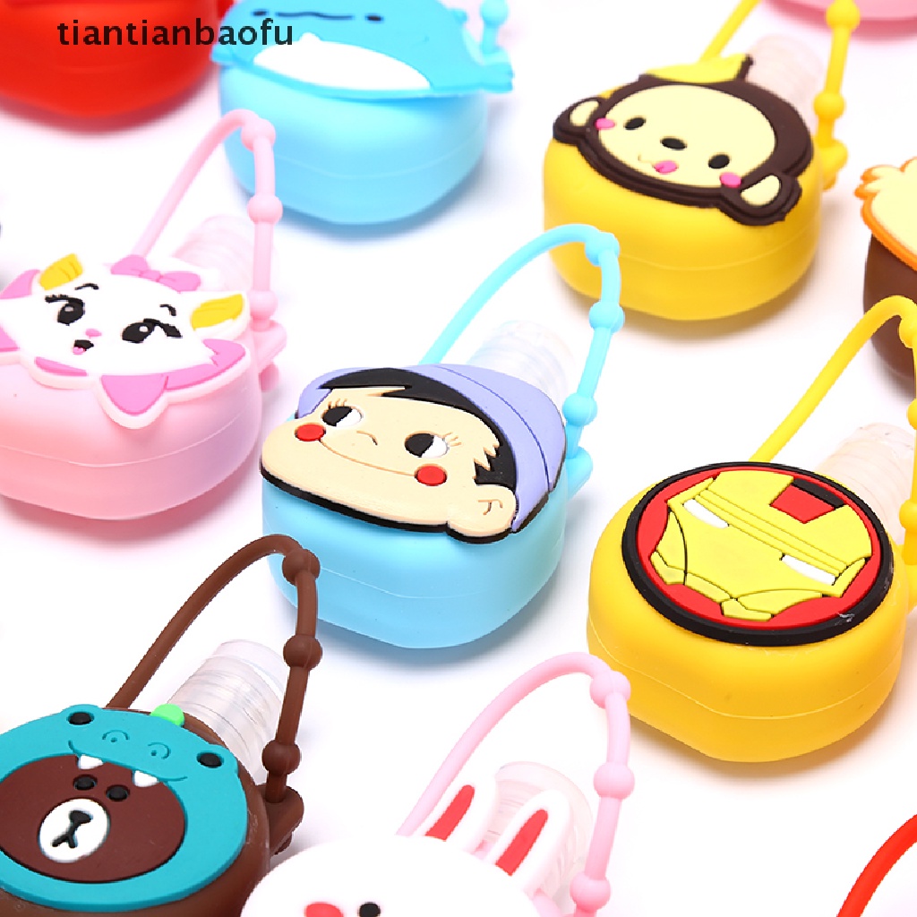 (Tianbaofu) Botol Bulat Kosong 30ml Motif Kartun Lucu Holder Hand Sanitizer / Lotion