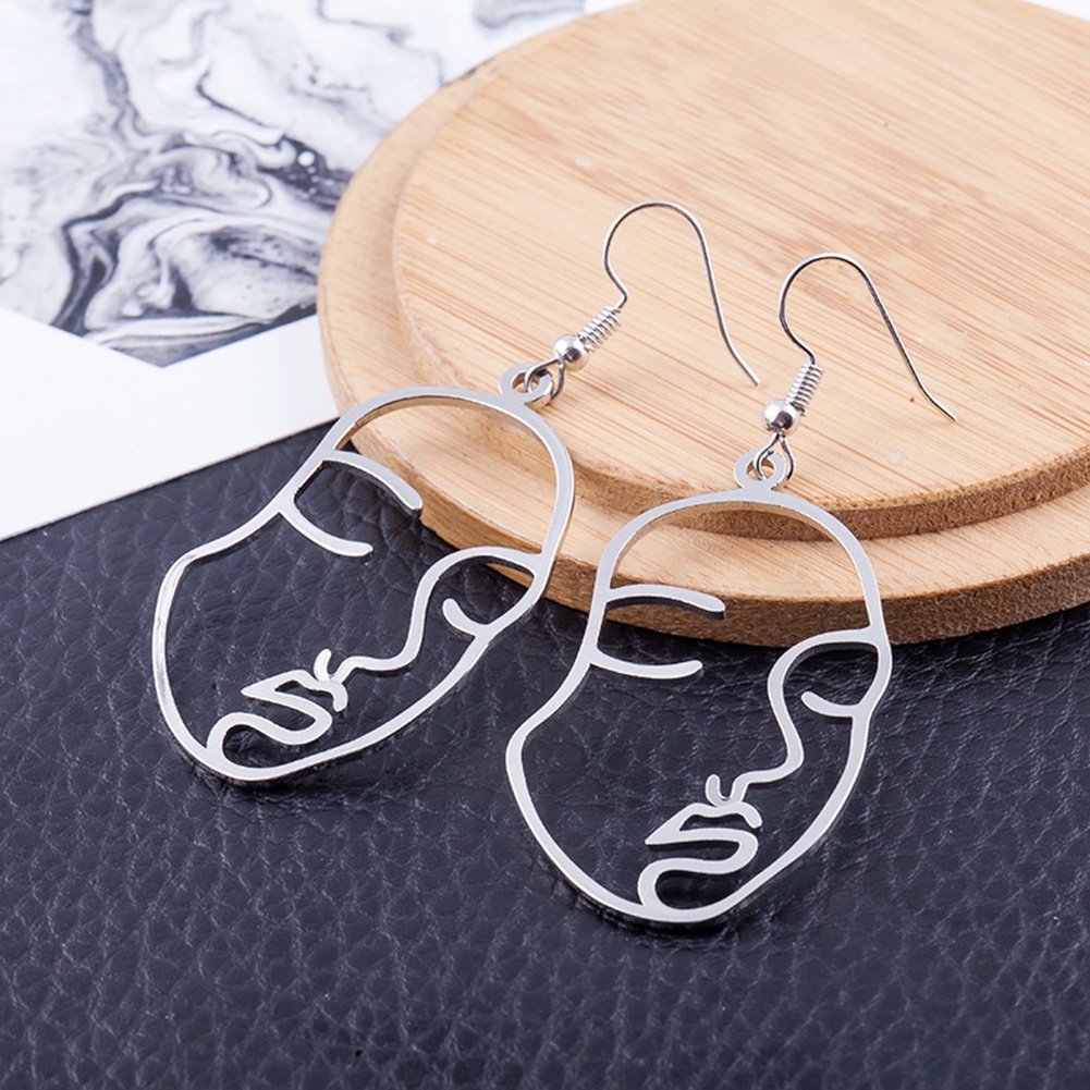 Hu Hu Hu Hu Hu Alat Bantu Pasang Kacamata♡ Anting Kait Gantung Statement Wanita Desain Wajah Hollow Kreatif Untuk Pestahadiah