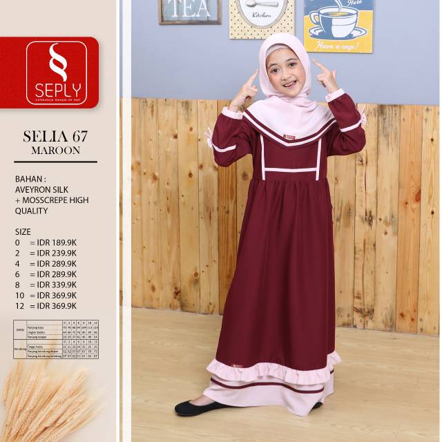 ( Sarimbit Seply Eksis 113 Maroon ) Baju Muslim Gamis Dewasa Gissel 232 Kaseo 83 Selia 67 Kliko 65
